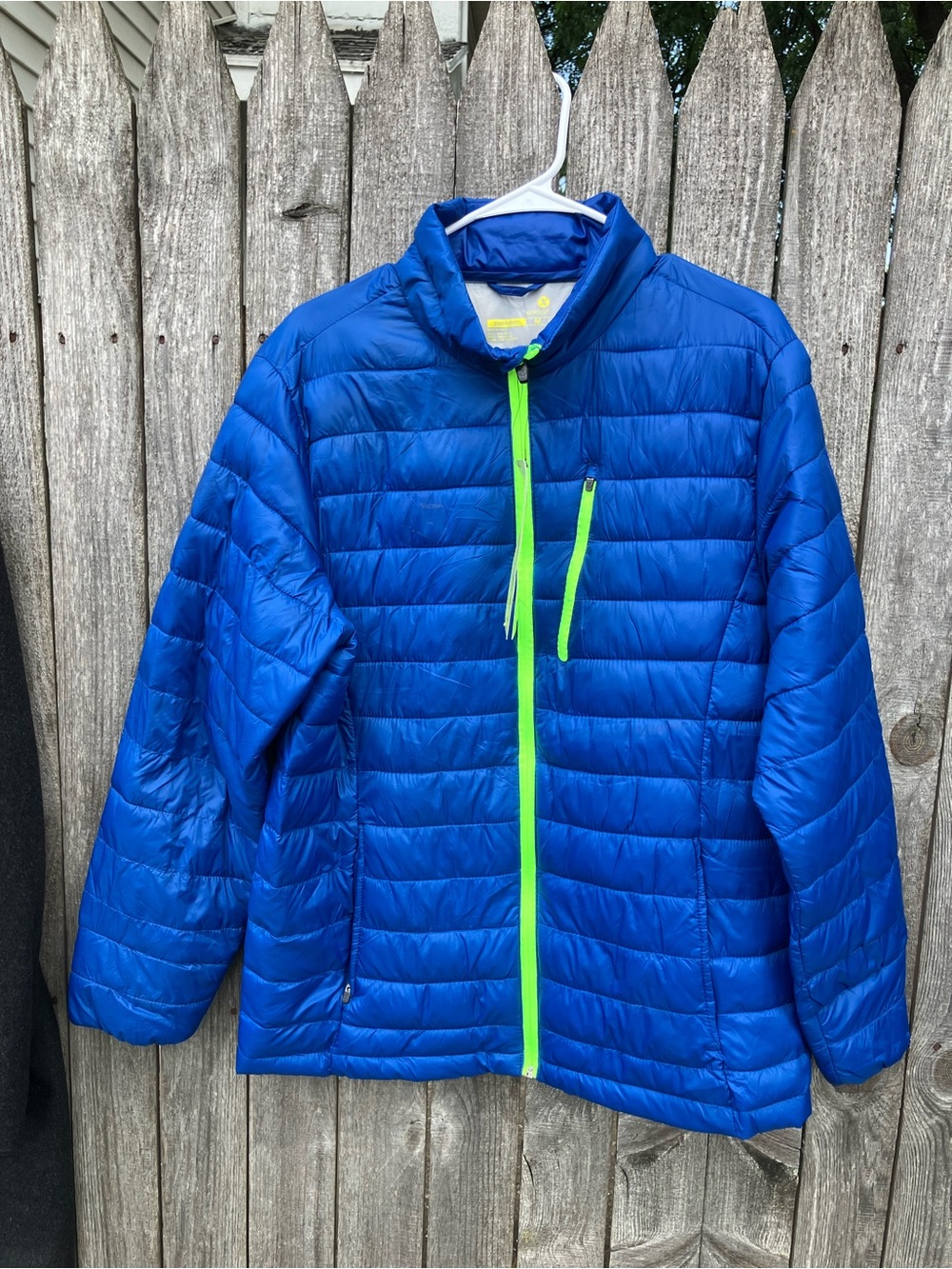 Xersion Blue Puffer Jacket with Neon Green Zipper